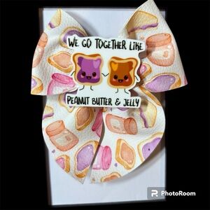 Peanut Butter & Jelly Kids Hair Bow We Go Together Like Peanut Butter & Jelly